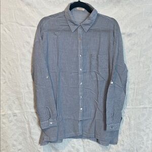 Rosette Blue and White Striped Button-Down Shirt, Size S